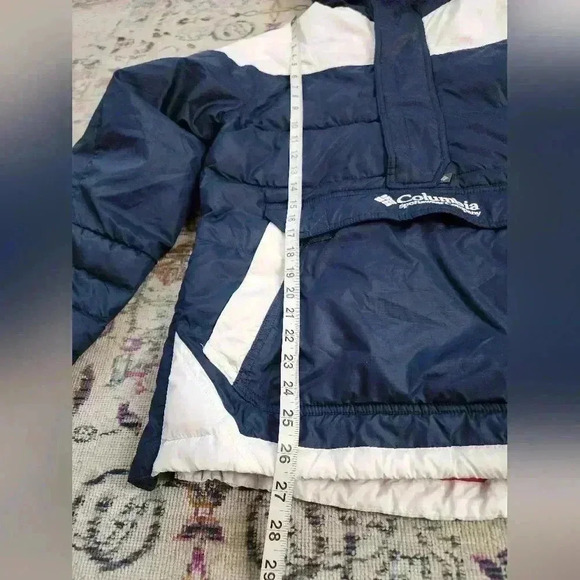 Columbia Mens Vintage Classic Navy Pullover Puffer Winter Hooded Jacket, sz SM - Picture 16 of 17